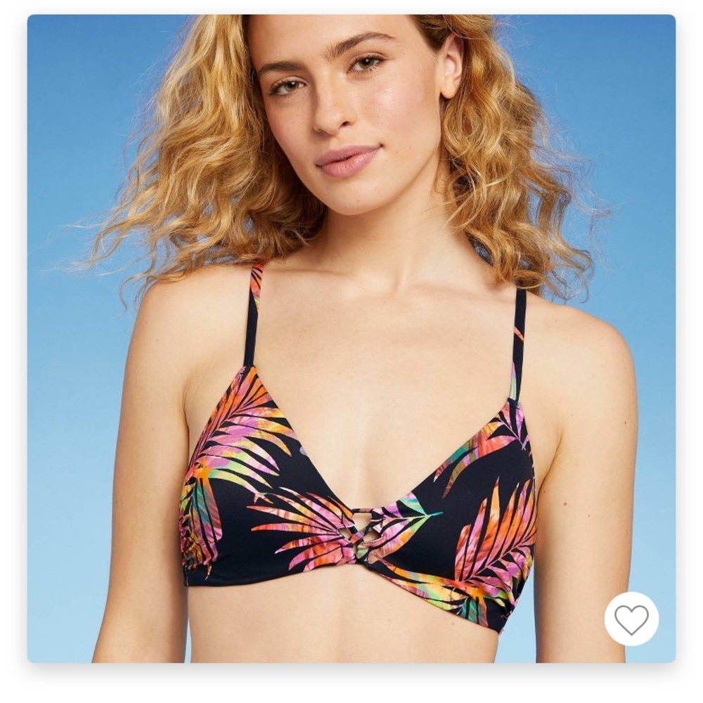 NWT Shade & Shore Black Tropical 36C Bikini Top